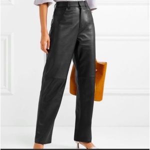 Newport News black leather pants vintage fully lined size 6